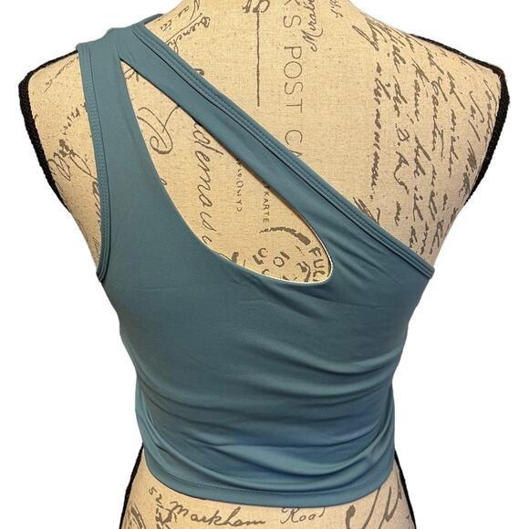 LEOQ Blue One Shoulder Sports Bra Size Medium - Picture 2 of 2